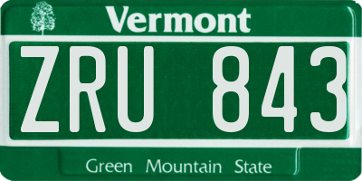 VT license plate ZRU843