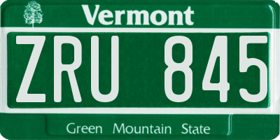 VT license plate ZRU845