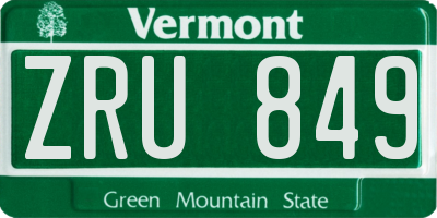 VT license plate ZRU849
