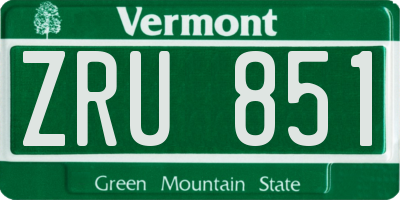 VT license plate ZRU851