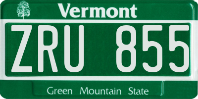 VT license plate ZRU855