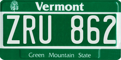 VT license plate ZRU862
