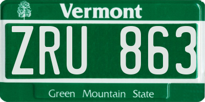 VT license plate ZRU863