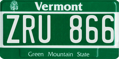 VT license plate ZRU866