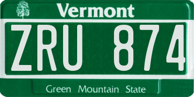 VT license plate ZRU874