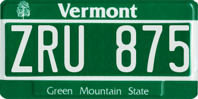 VT license plate ZRU875
