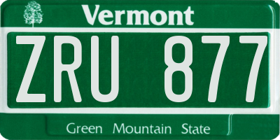 VT license plate ZRU877