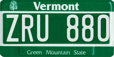 VT license plate ZRU880
