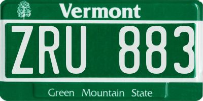 VT license plate ZRU883