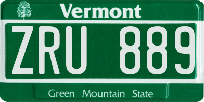 VT license plate ZRU889
