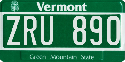 VT license plate ZRU890