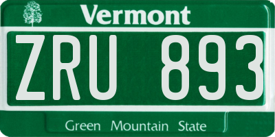 VT license plate ZRU893