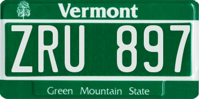 VT license plate ZRU897