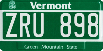 VT license plate ZRU898
