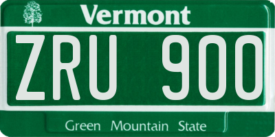 VT license plate ZRU900