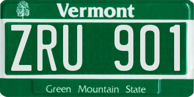 VT license plate ZRU901