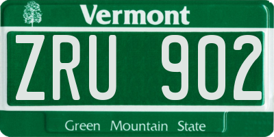 VT license plate ZRU902