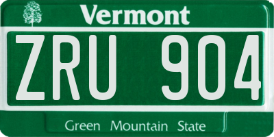 VT license plate ZRU904