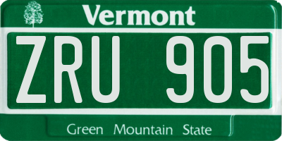 VT license plate ZRU905