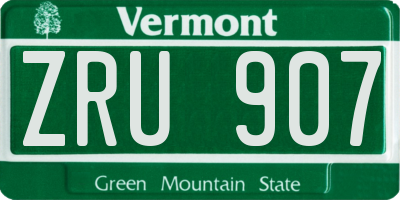 VT license plate ZRU907