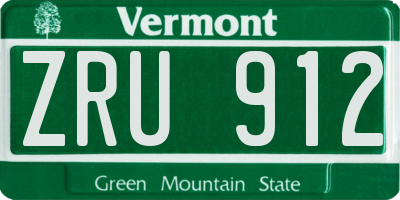 VT license plate ZRU912