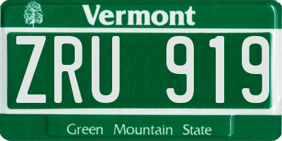 VT license plate ZRU919