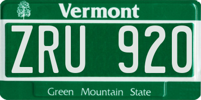 VT license plate ZRU920