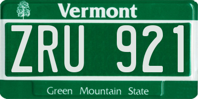 VT license plate ZRU921