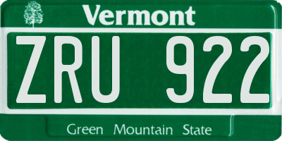 VT license plate ZRU922