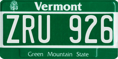 VT license plate ZRU926