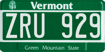 VT license plate ZRU929