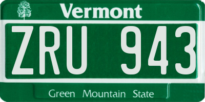 VT license plate ZRU943