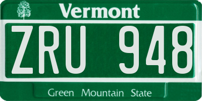 VT license plate ZRU948