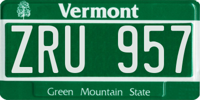 VT license plate ZRU957