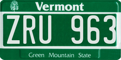 VT license plate ZRU963