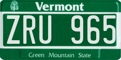 VT license plate ZRU965