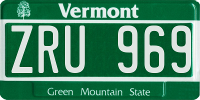 VT license plate ZRU969