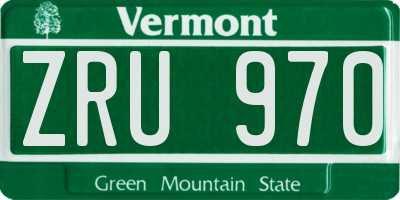 VT license plate ZRU970