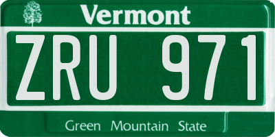 VT license plate ZRU971