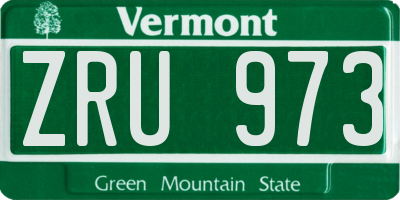 VT license plate ZRU973