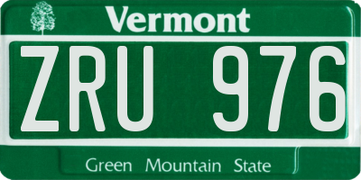 VT license plate ZRU976