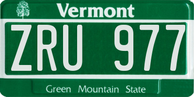 VT license plate ZRU977