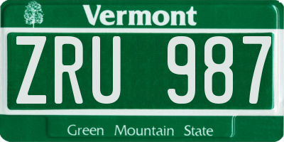 VT license plate ZRU987