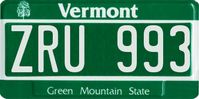 VT license plate ZRU993
