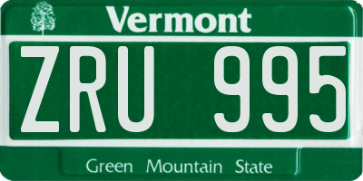 VT license plate ZRU995