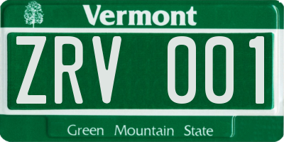 VT license plate ZRV001