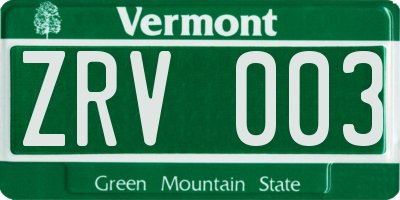 VT license plate ZRV003