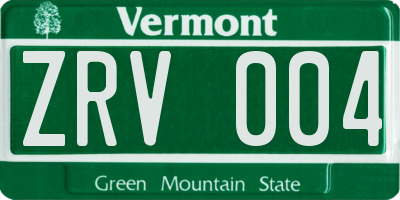 VT license plate ZRV004