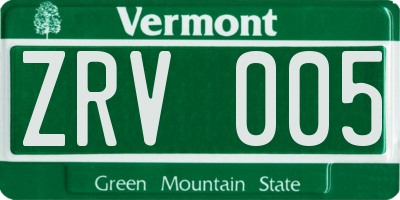 VT license plate ZRV005