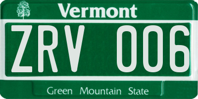 VT license plate ZRV006